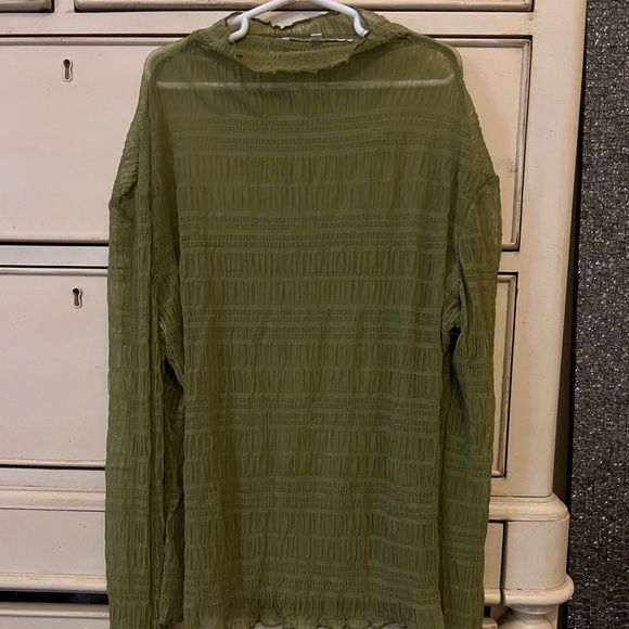 Revolve- More to Come Sadie Ruched Sheer Top in Green - Picture 2 of 5